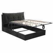 Artiss Queen Bed Frame with Horizontal Gas Lift Storage with LED Light USB Type-C Charging Station Black Velvet - Lucendi Home
