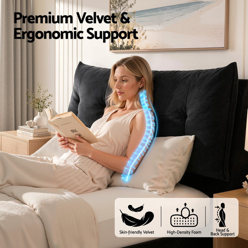 Artiss Queen Bed Frame with Horizontal Gas Lift Storage with LED Light USB Type-C Charging Station Black Velvet - Lucendi Home