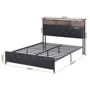 Artiss Queen Bed Frame with LED Lights and Storage Headboard Charging Station - Lucendi Home