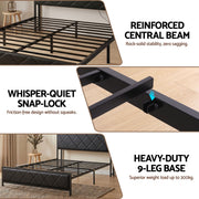 Artiss Queen Bed Frame with LED Lights and Storage Headboard Charging Station - Lucendi Home