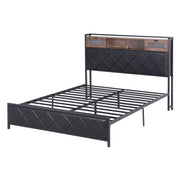 Artiss Queen Bed Frame with LED Lights and Storage Headboard Charging Station - Lucendi Home