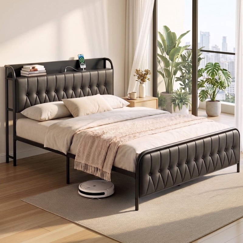 Artiss Queen Bed Frame with Storage Headboard SAA Certified Charging Station - Lucendi Home