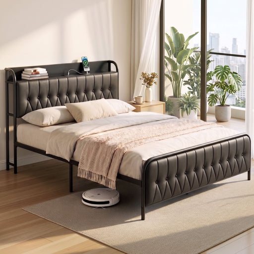 Artiss Queen Bed Frame with Storage Headboard SAA Certified Charging Station - Lucendi Home