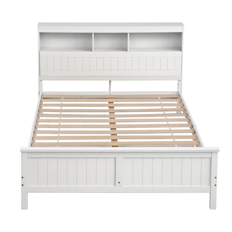 Artiss Queen Bed Frame with Storage Headboard and Footboard Wooden Bed Base White - Lucendi Home