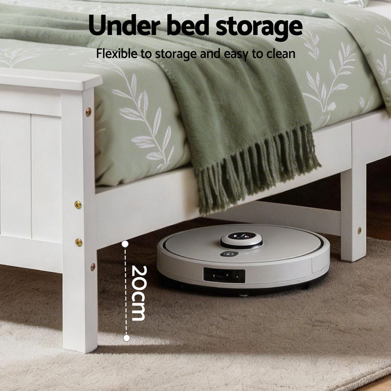 Artiss Queen Bed Frame with Storage Headboard and Footboard Wooden Bed Base White - Lucendi Home