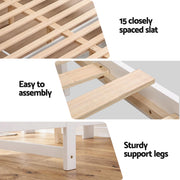 Artiss Queen Bed Frame with Storage Headboard and Footboard Wooden Bed Base White - Lucendi Home