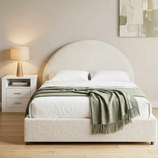 Artiss Queen Bed Frame with Storage and Bedside Table Set Boucle Fabric Gas Lift Bed Base 2-Drawer Nightstand - Lucendi Home