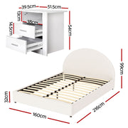 Artiss Queen Bed Frame with Storage and Bedside Table Set Boucle Fabric Gas Lift Bed Base 2-Drawer Nightstand - Lucendi Home