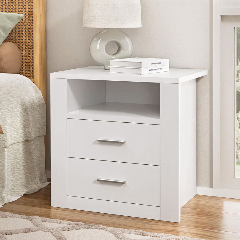 Artiss Queen Bed Frame with Storage and Bedside Table Set Boucle Fabric Gas Lift Bed Base 2-Drawer Nightstand - Lucendi Home