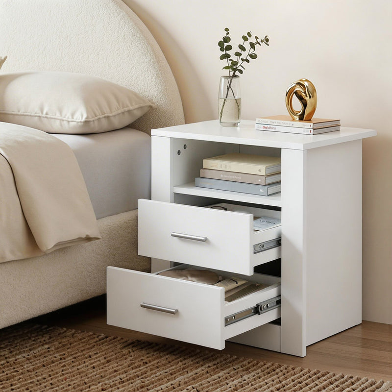 Artiss Queen Bed Frame with Storage and Bedside Table Set Boucle Fabric Gas Lift Bed Base 2-Drawer Nightstand - Lucendi Home