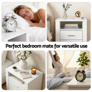 Artiss Queen Bed Frame with Storage and Bedside Table Set Boucle Fabric Gas Lift Bed Base 2-Drawer Nightstand - Lucendi Home