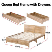 Artiss Queen Size Bed Frame with 2 Drawers Bedroom Furniture - Lucendi Home
