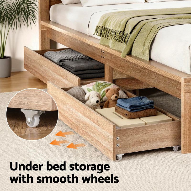 Artiss Queen Size Bed Frame with 2 Drawers Bedroom Furniture - Lucendi Home
