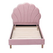 Artiss Single Bed Frame Scallop Upholstered Headboard Pink Velvet Platform Base Support up to 180kg - Lucendi Home