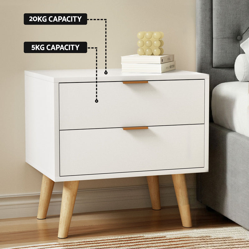 Artiss Upholstered Queen Gas Lift Storage Bed Frame with 2-Drawer Bedside Table Set - Lucendi Home