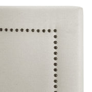 Beige Faux Linen Bedhead Queen - RIVE Nail-Edge Contemporary Headboard - Lucendi Home