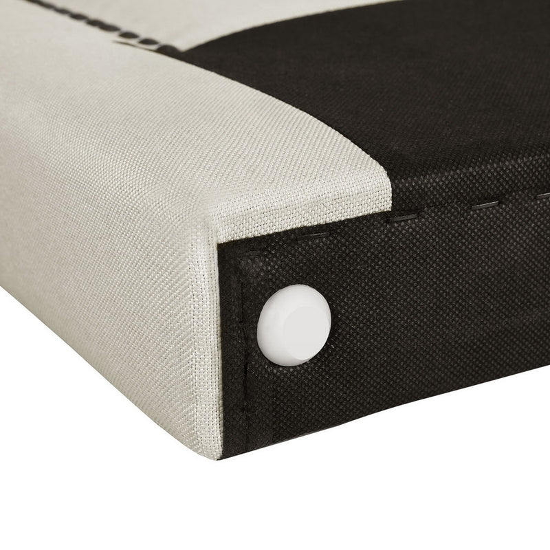 Beige Faux Linen Bedhead Queen - RIVE Nail-Edge Contemporary Headboard - Lucendi Home