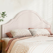 Beige Velvet Bedhead King - IRIS Scalloped Glamour Headboard - Lucendi Home