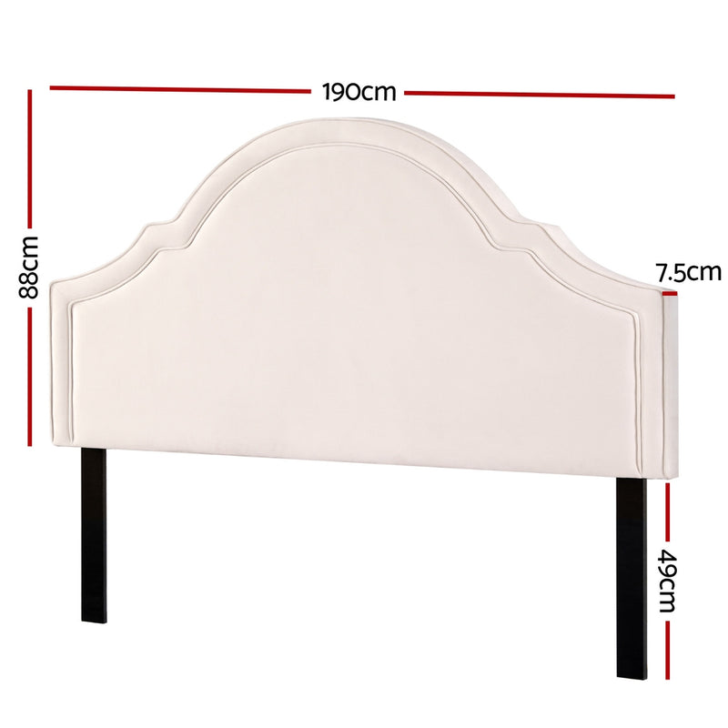 Beige Velvet Bedhead King - IRIS Scalloped Glamour Headboard - Lucendi Home