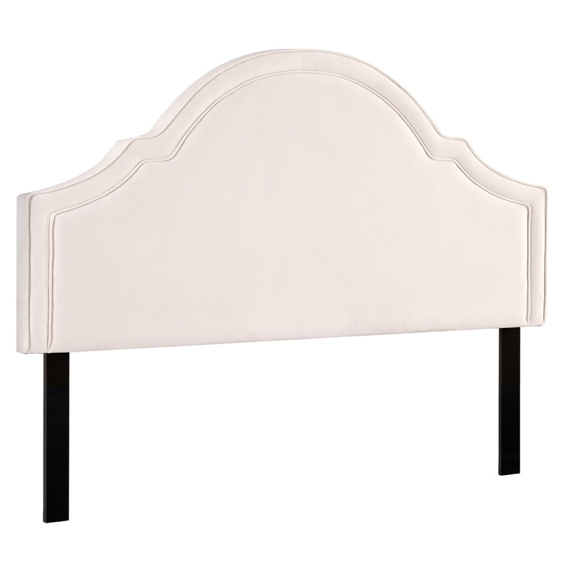 Beige Velvet Bedhead King - IRIS Scalloped Glamour Headboard - Lucendi Home