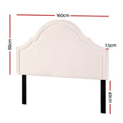 Beige Velvet Bedhead Queen - IRIS Scalloped Glamour Headboard - Lucendi Home