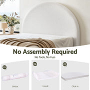 Boucle Fabric Headboard Double 154cm - Semi-Round No-Assembly Backrest - Lucendi Home