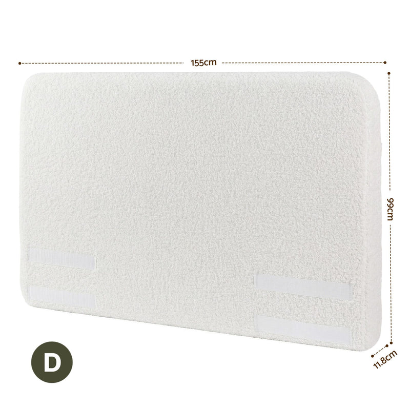 Boucle Fabric Headboard Double 155cm - No-Assembly Vacuum Compressed Backrest - Lucendi Home