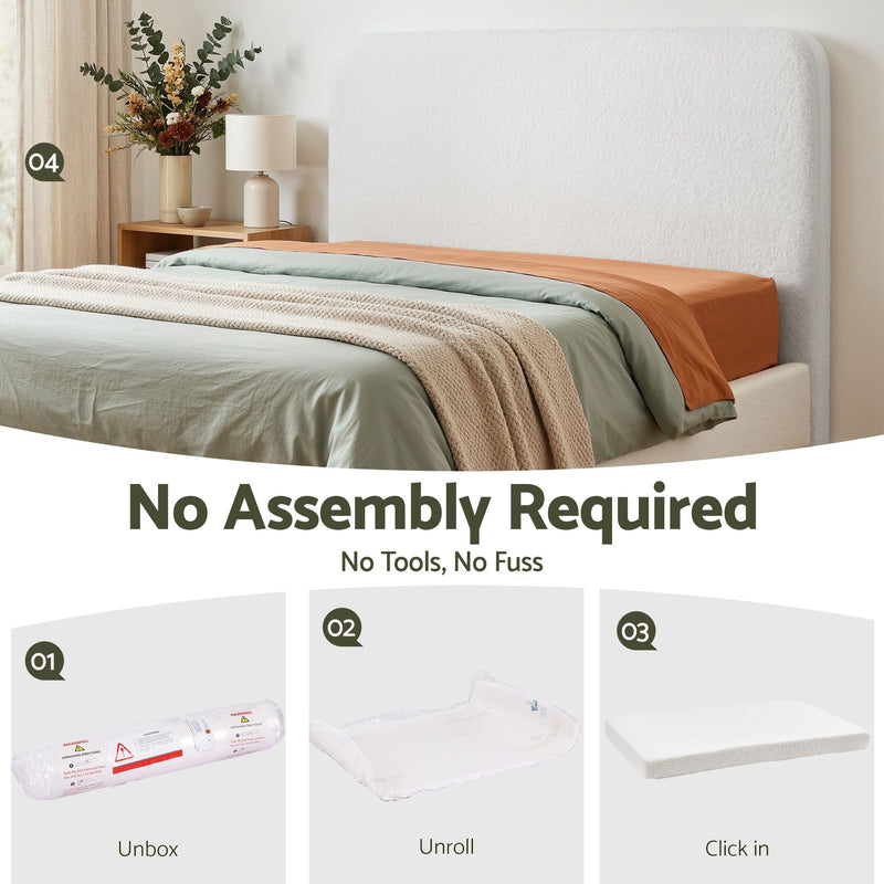 Boucle Fabric Headboard Double 155cm - No-Assembly Vacuum Compressed Backrest - Lucendi Home