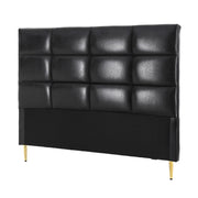Charcoal Black PU Leather Bedhead Queen - Grid Tufted Wipeable Headboard - Lucendi Home