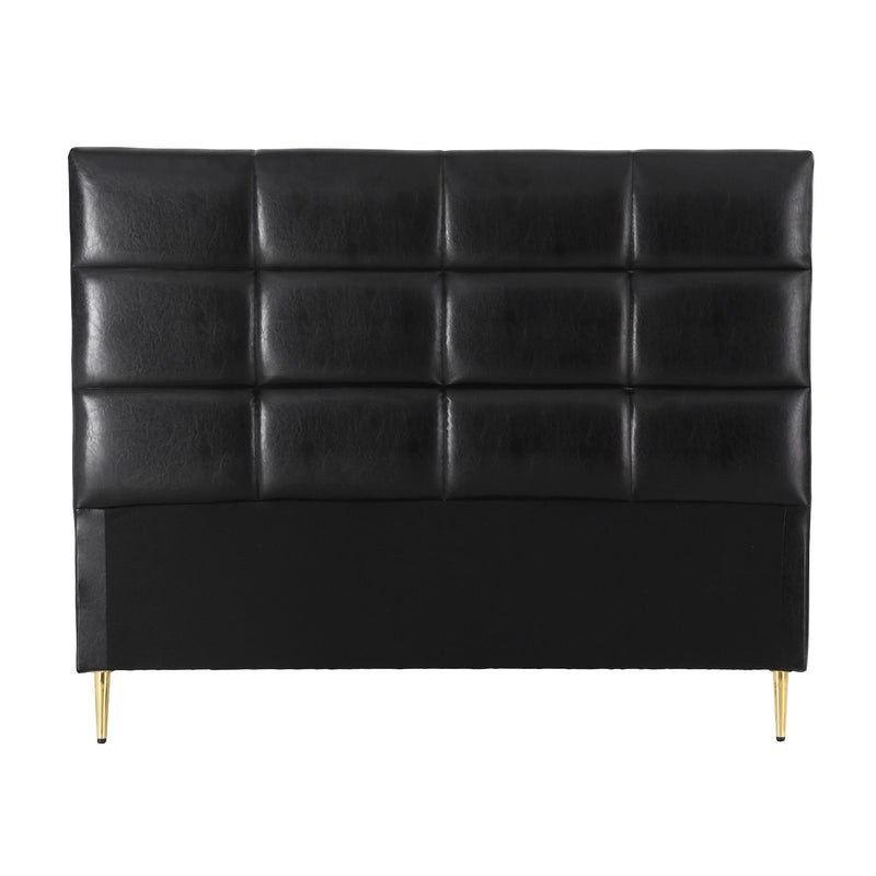 Charcoal Black PU Leather Bedhead Queen - Grid Tufted Wipeable Headboard - Lucendi Home