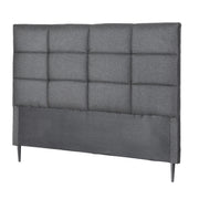 Charcoal Linen Bedhead Double - Art Deco Grid Tufted Headboard - Lucendi Home