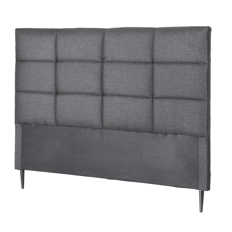 Charcoal Linen Bedhead Double - Art Deco Grid Tufted Headboard - Lucendi Home