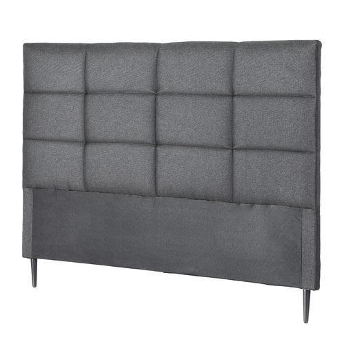 Charcoal Linen Bedhead Double - Art Deco Grid Tufted Headboard - Lucendi Home