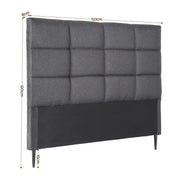 Charcoal Linen Bedhead Double - Art Deco Grid Tufted Headboard - Lucendi Home