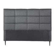 Charcoal Linen Bedhead Double - Art Deco Grid Tufted Headboard - Lucendi Home