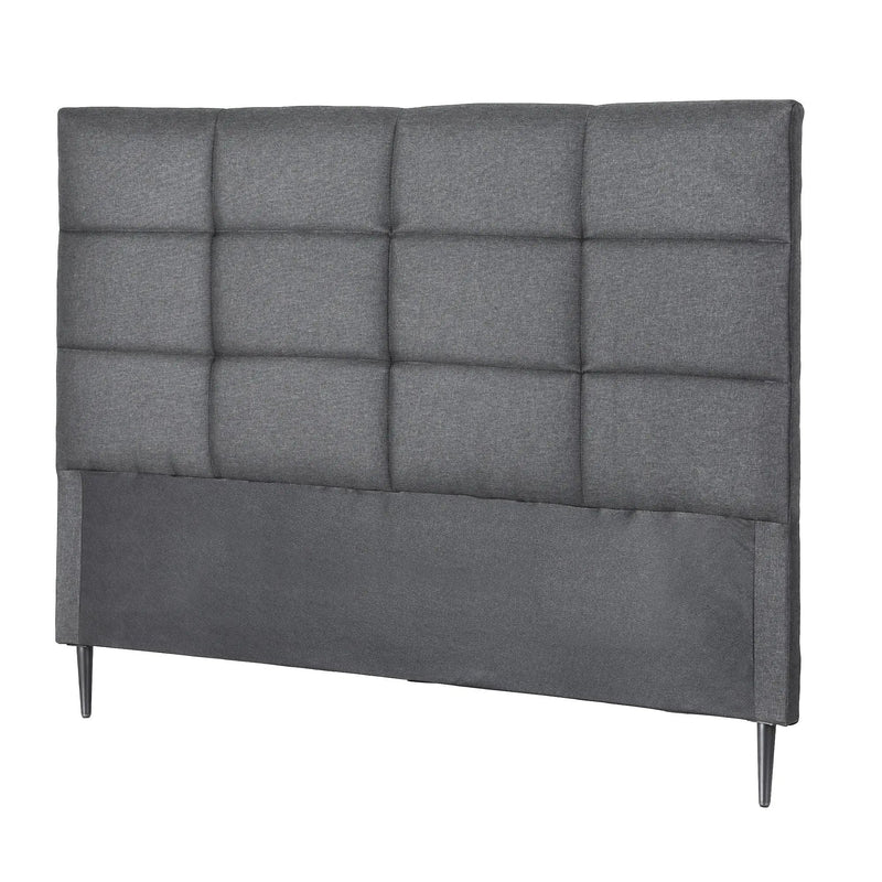 Charcoal Linen Bedhead Queen - Art Deco Grid Tufted Headboard - Lucendi Home
