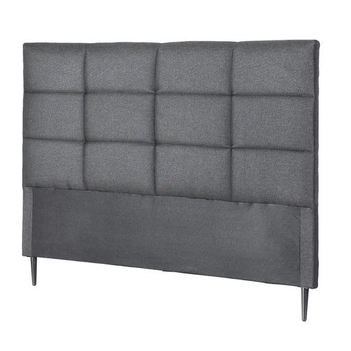 Charcoal Linen Bedhead Queen - Art Deco Grid Tufted Headboard - Lucendi Home