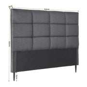 Charcoal Linen Bedhead Queen - Art Deco Grid Tufted Headboard - Lucendi Home