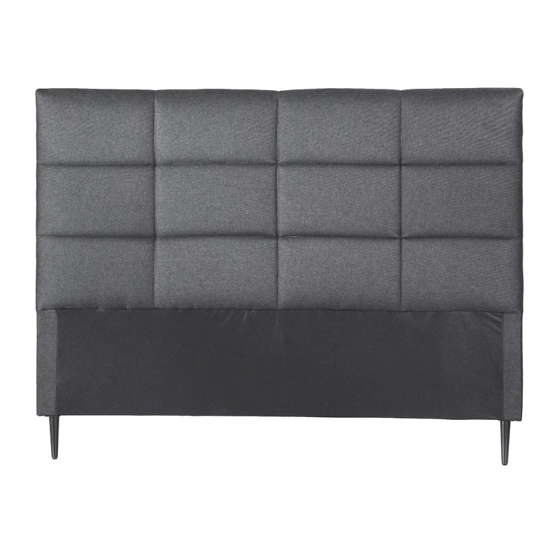 Charcoal Linen Bedhead Queen - Art Deco Grid Tufted Headboard - Lucendi Home