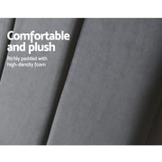 Dark Grey Velvet Bedhead Double - Sala Plush Panel Headboard - Lucendi Home