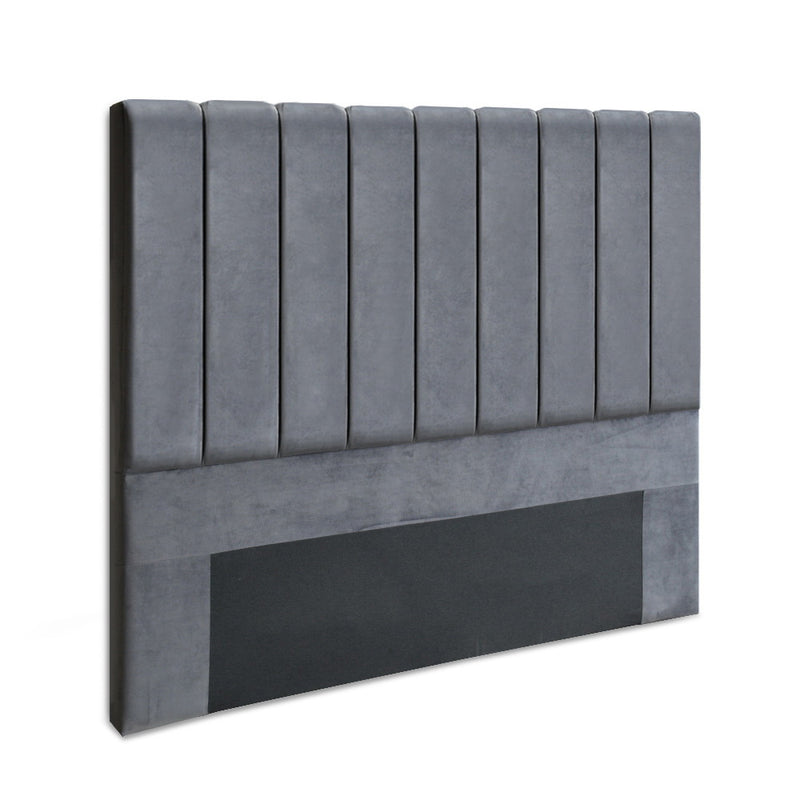 Dark Grey Velvet Bedhead Double - Sala Plush Panel Headboard - Lucendi Home