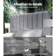 Dark Grey Velvet Bedhead King - Sala Plush Panel Headboard - Lucendi Home