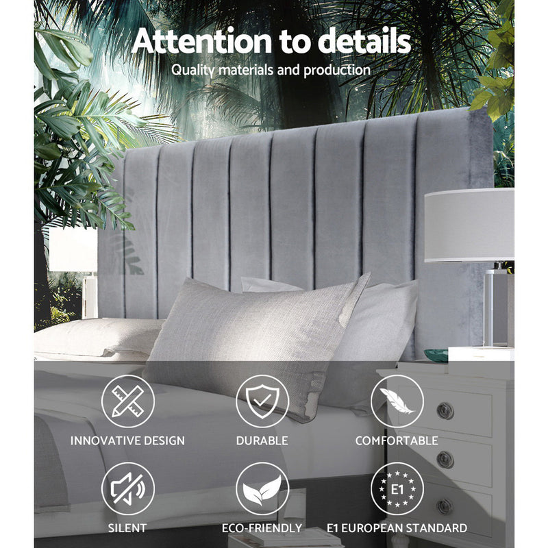 Dark Grey Velvet Bedhead King - Sala Plush Panel Headboard - Lucendi Home