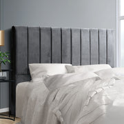 Dark Grey Velvet Bedhead King - Sala Plush Panel Headboard - Lucendi Home