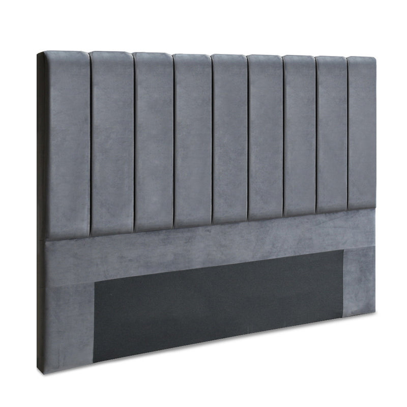 Dark Grey Velvet Bedhead King - Sala Plush Panel Headboard - Lucendi Home