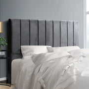 Dark Grey Velvet Bedhead Queen - Sala Plush Panel Headboard - Lucendi Home