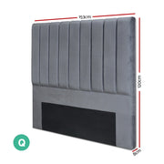 Dark Grey Velvet Bedhead Queen - Sala Plush Panel Headboard - Lucendi Home