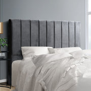 Dark Grey Velvet Bedhead Queen - Sala Plush Panel Headboard - Lucendi Home