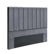 Dark Grey Velvet Bedhead Queen - Sala Plush Panel Headboard - Lucendi Home