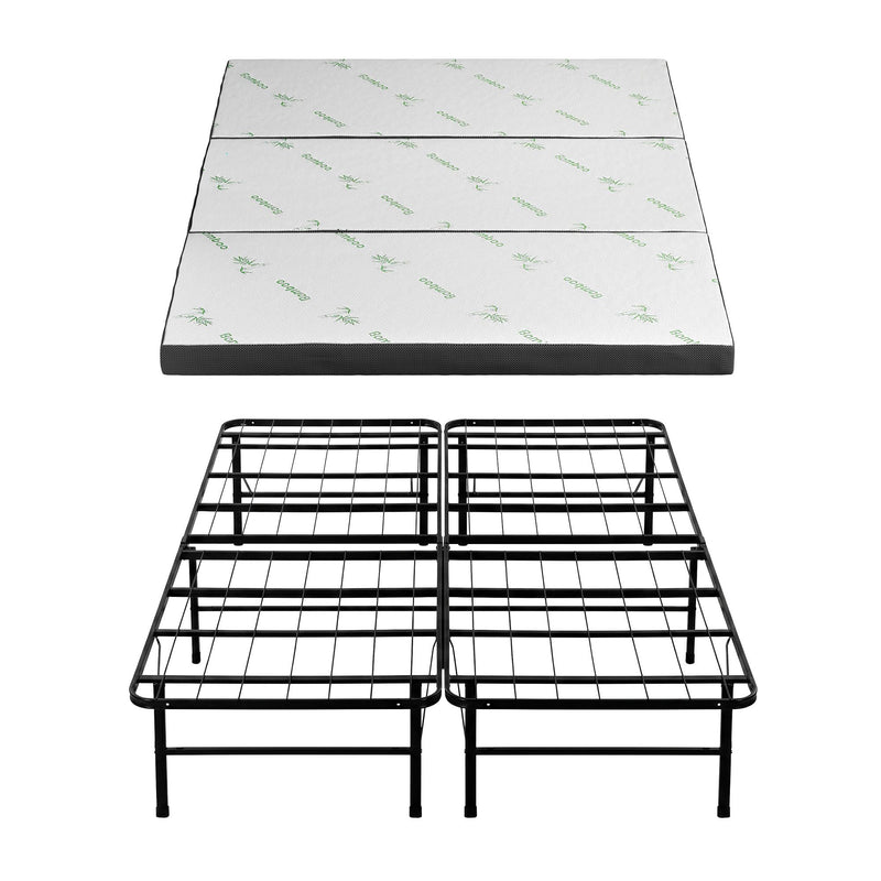 Giselle Folding Bed with Mattress Queen Portable Foldable Guest Bed Bamboo Cover